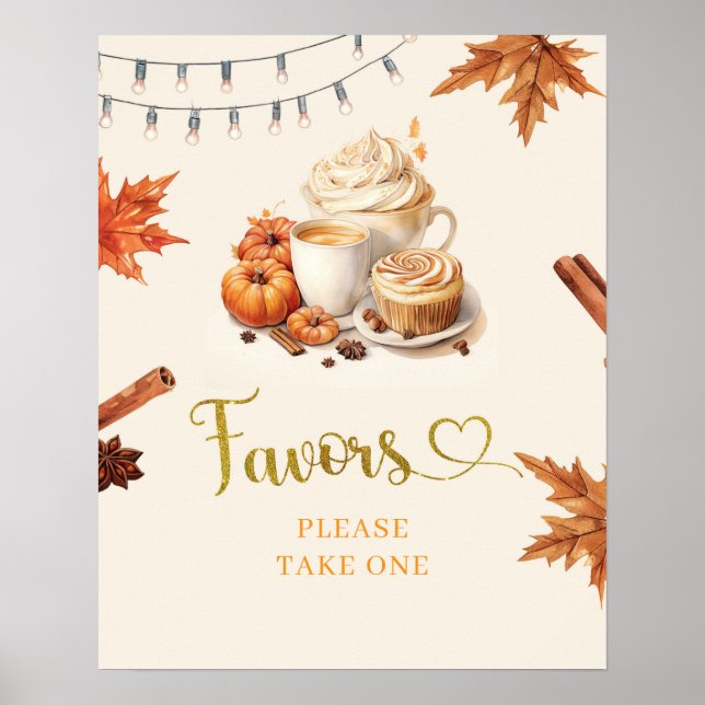 Poster Le Citrouille d'automne brasse Café Feuilles Baby  (Devant)