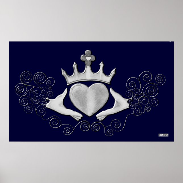 Poster Le Claddagh (Argent) (Devant)