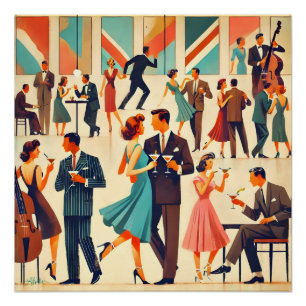 Poster Le Club Martinis Moderne Du Milieu Du Siècle