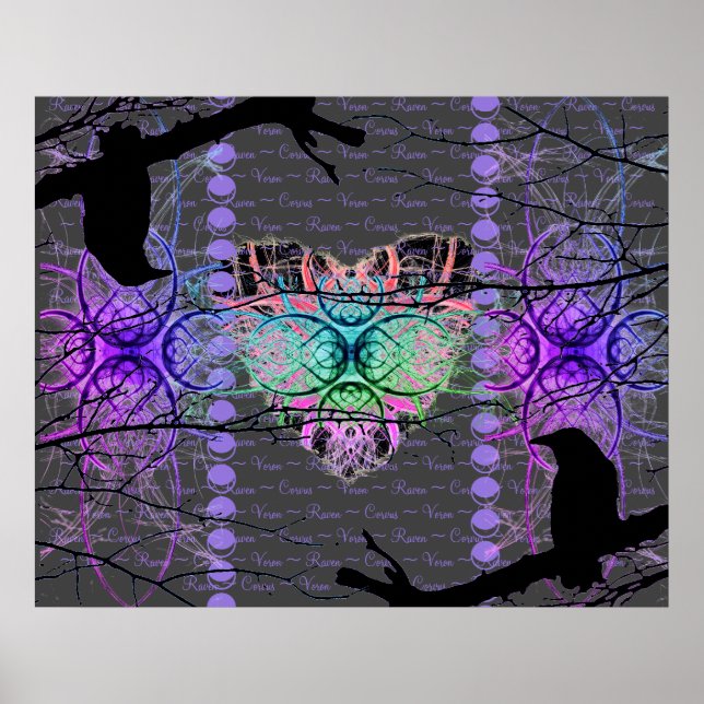 Poster Le coeur néon du corbeau noir (Devant)
