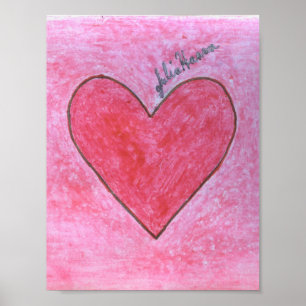 Poster Le coeur rouge et rose de Valentine par Julia