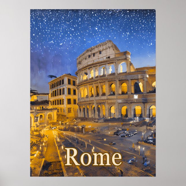 Poster Le Colisée à Rome la nuit (Devant)