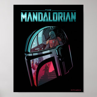 Poster Le Collage de Réflexions du Casque du Mandalorien