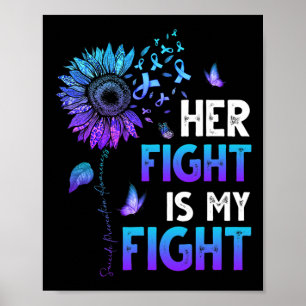 Poster Le Combat Est Mon Combat Turquoise Et Purple Ribbo