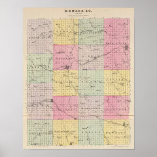 Poster Le comté de Nemaha, Wetmore et Corning, le Kansas