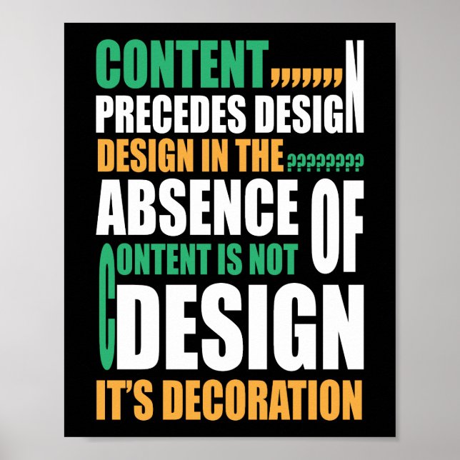 Poster Le contenu précède la conception La conception en  (Devant)