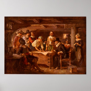 Poster Le contrat Mayflower de Jean Leon Gerome Ferris