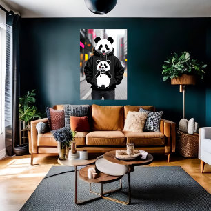 Poster Le cool anthropomorphique Panda dans la ville   Ar