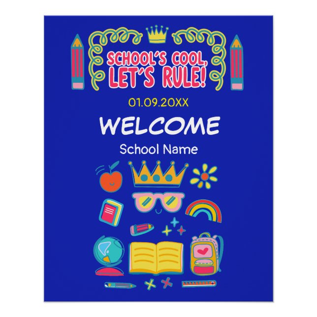 Poster "Le cool de l’école, règle" citations de motivatio (Devant)