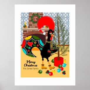 Poster Le coq portugais et les lumières de Noël