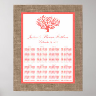 Poster Le Corail Sur Burlap Boho Beach Wedding Collection