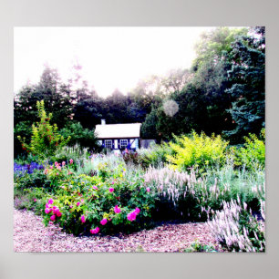 Poster Le cottage dans l'anglais fait du jardinage