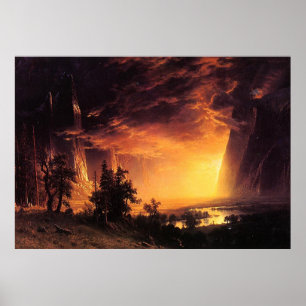 Poster Le coucher de soleil d'Albert Bierstadt dans la va
