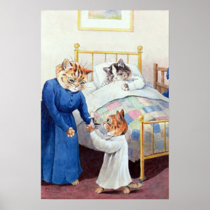Poster Le coucher du chaton, Louis Wain