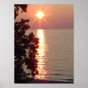 Poster Le coucher du soleil du lac Michigan