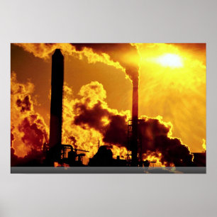Poster Le coucher du soleil sur la fabrique de pâte à