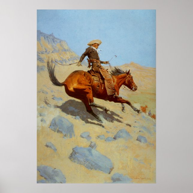Poster Le Cowboy de Frederic Remington (1902) (Devant)