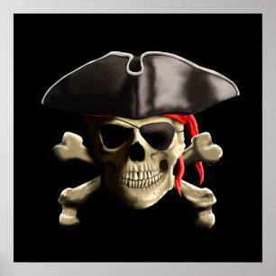 Poster Le crâne de pirate de jolly roger