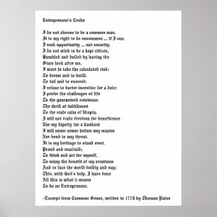 Poster Le credo de l'entrepreneur