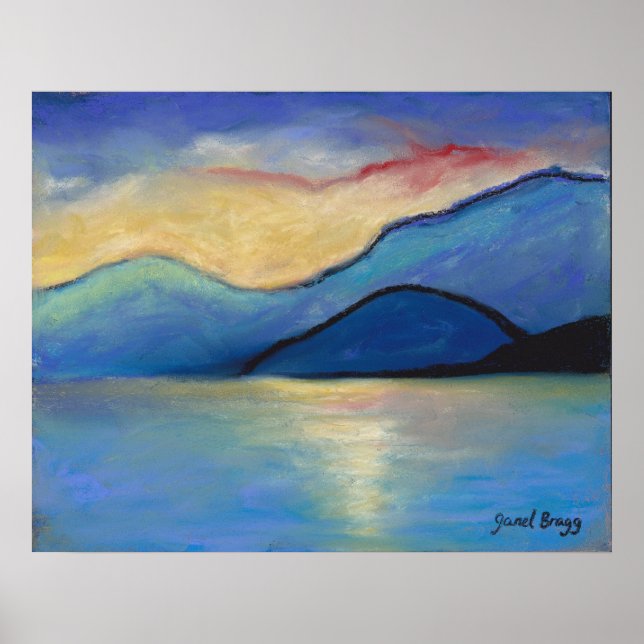 Poster Le crépuscule de l'île de San Juan dans les Pastel (Devant)