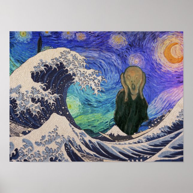 Poster Le cri de la Grande Vague Starry Night (Devant)