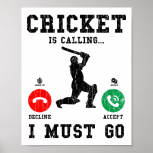 Poster Le cricket appelle un graphique drôle pour joueur
