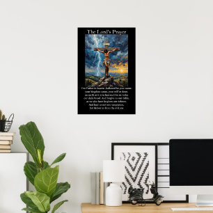 Poster Le crucifixion du Notre Père Prière Foudre Lever d