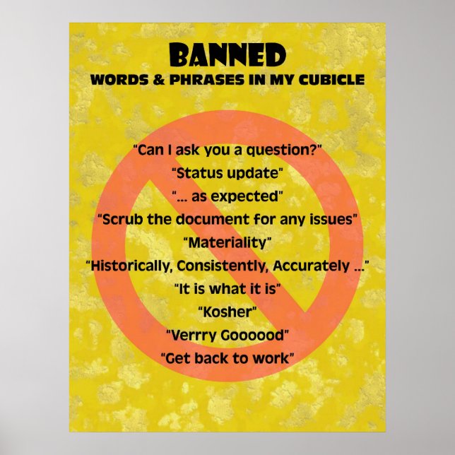 Poster "le CUBICLE" Mots et expressions interdits (Devant)