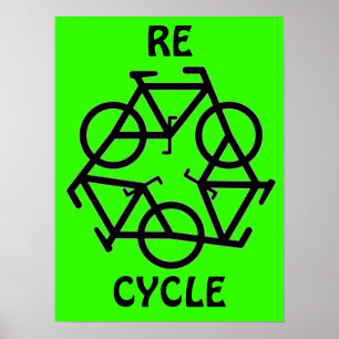 Poster Le CYCLE RE réutilisent le symbole de bicyclette