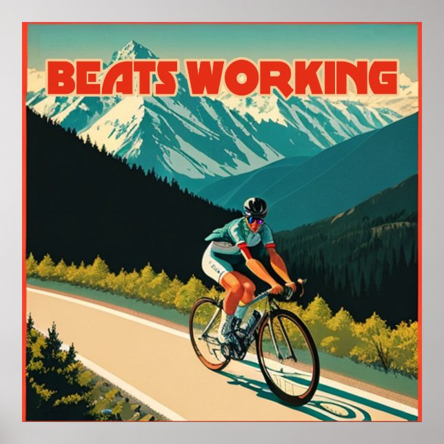 Poster Le cyclisme bat le travail (Devant)