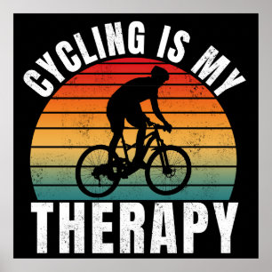 Poster Le cyclisme est ma thérapie Typographie Vintage Dr