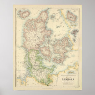 Poster Le Danemark avec Schleswig et le Holstein