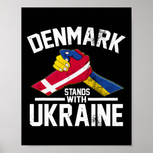Poster Le Danemark soutient l'Ukraine Drapeau ukrainien d