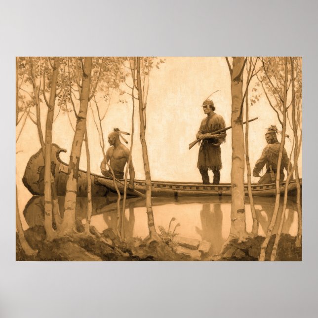 Poster Le Dernier des Mohicans par Newell Convers Wyeth (Devant)