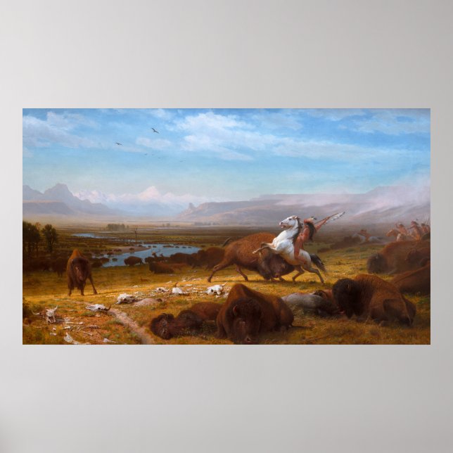 Poster Le Dernier du Buffalo par Albert Bierstadt (Devant)