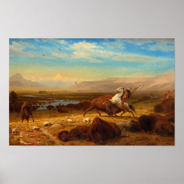 Poster Le Dernier du Buffalo par Albert Bierstadt (Devant)