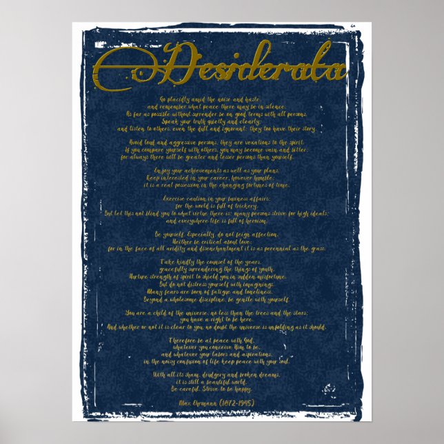 Poster Le Desiderata "Choses désirées" (Devant)