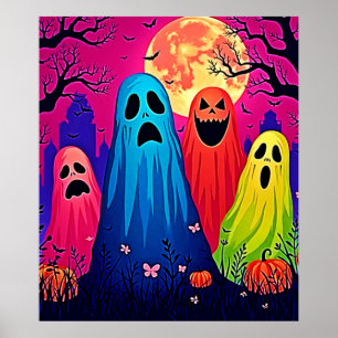 Poster Le design de la fête d'Halloween de Neon Ghosts