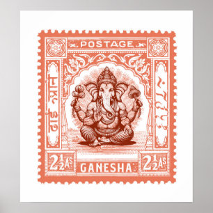 Poster Le design des timbres indiens, Ganesha