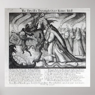 Poster Le diable menant le pape dans les chaînes, 1680