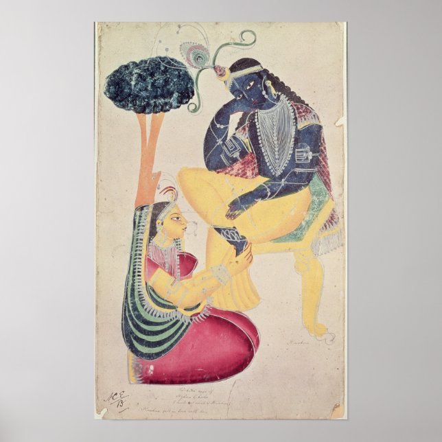 Poster Le Dieu Krishna avec son amour mortel, Radha (Devant)