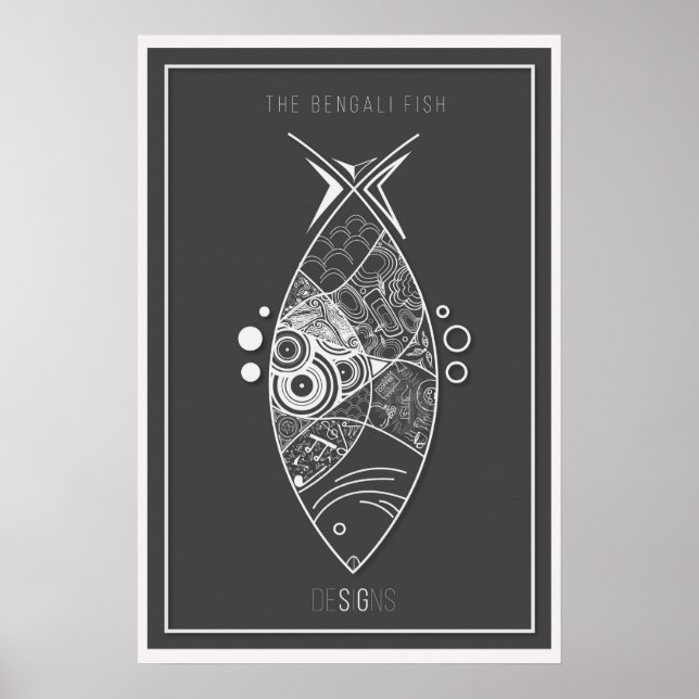 Poster Le Doodle de poisson bengali (Devant)