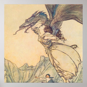 Poster « Le Dragon a attrapé la Reine » par Arthur Rackha