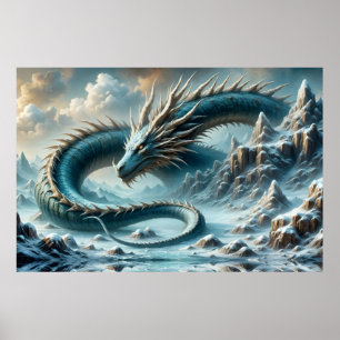 Poster Le dragon se réveille dans un monde glacé