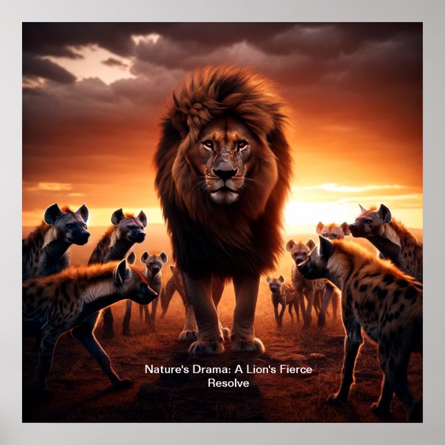 Poster Le drame de la nature : une solution au lion (Devant)