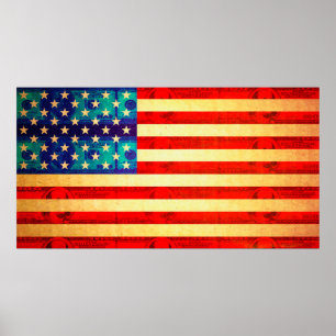 Poster Le drapeau américain de l'argent