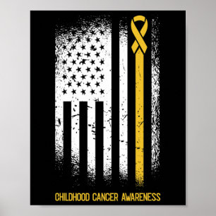 Poster Le drapeau américain Ribbon Wa Sensibilisation au