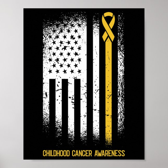 Poster Le drapeau américain Ribbon Wa Sensibilisation au  (Devant)