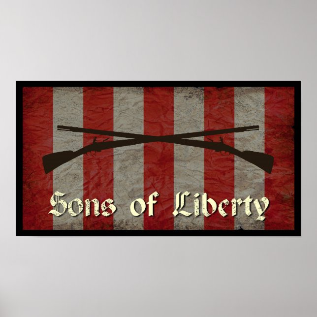Poster Le drapeau des fils de la liberté avec deux mousqu (Devant)