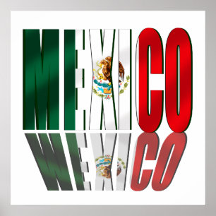 Poster Le drapeau du logo de Mexico Reflection pour les M
